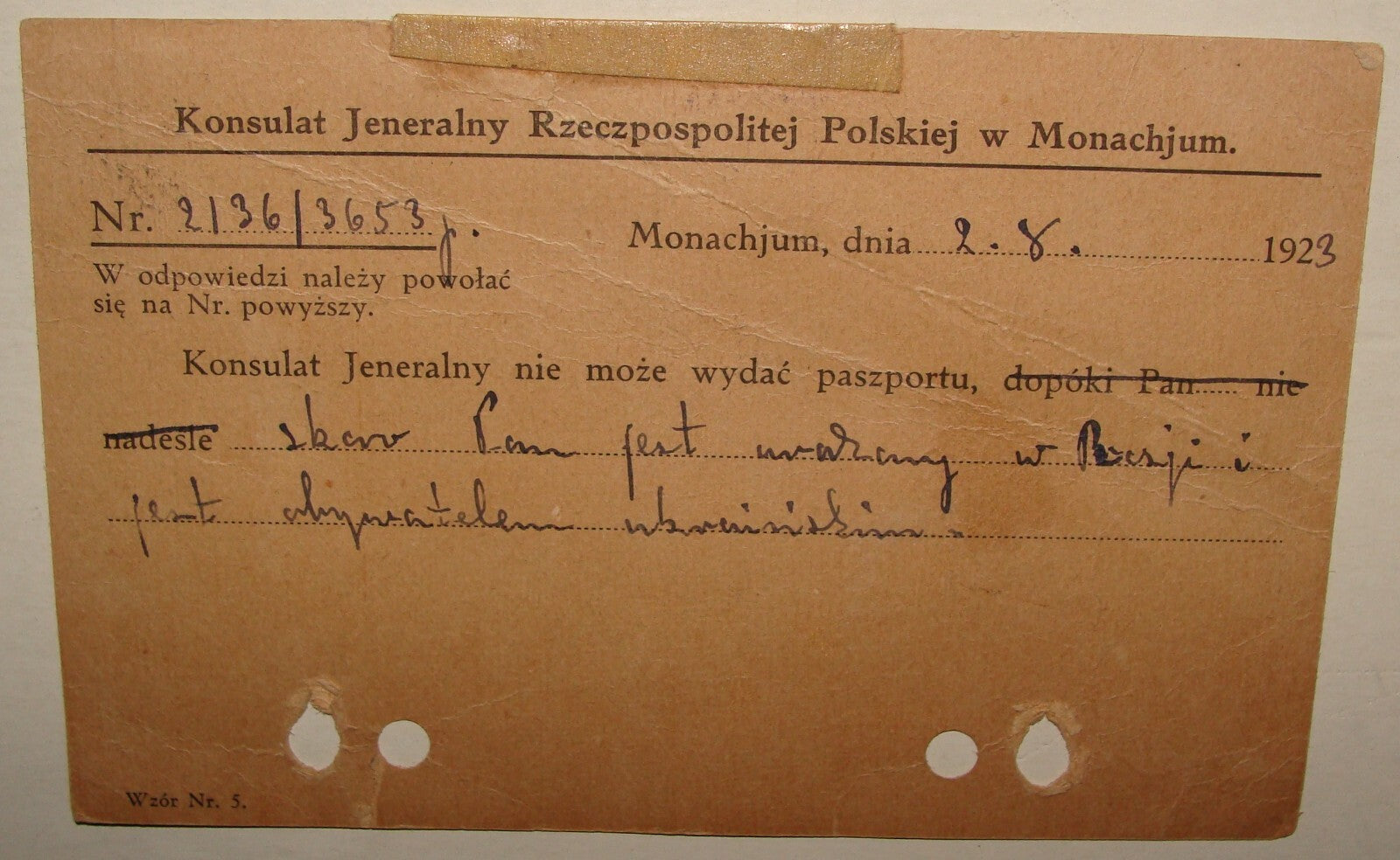 Germany Card Jewish 1923 German Munich Poland Consul Consulate Letter Postcard