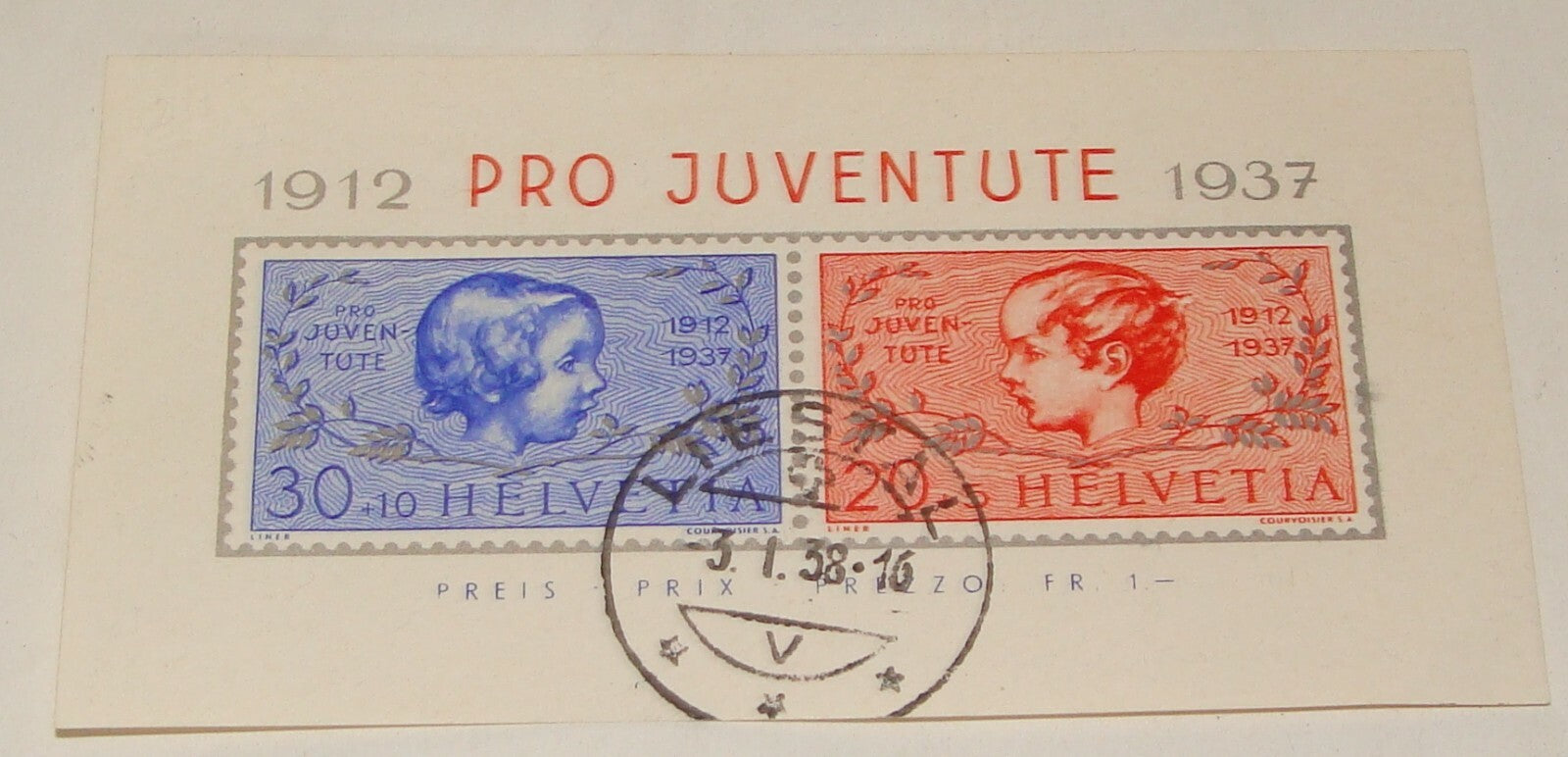 1912 1937 Pro Juventute Stamp Switzerland Helvetia