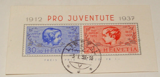 1912 1937 Pro Juventute Stamp Switzerland Helvetia