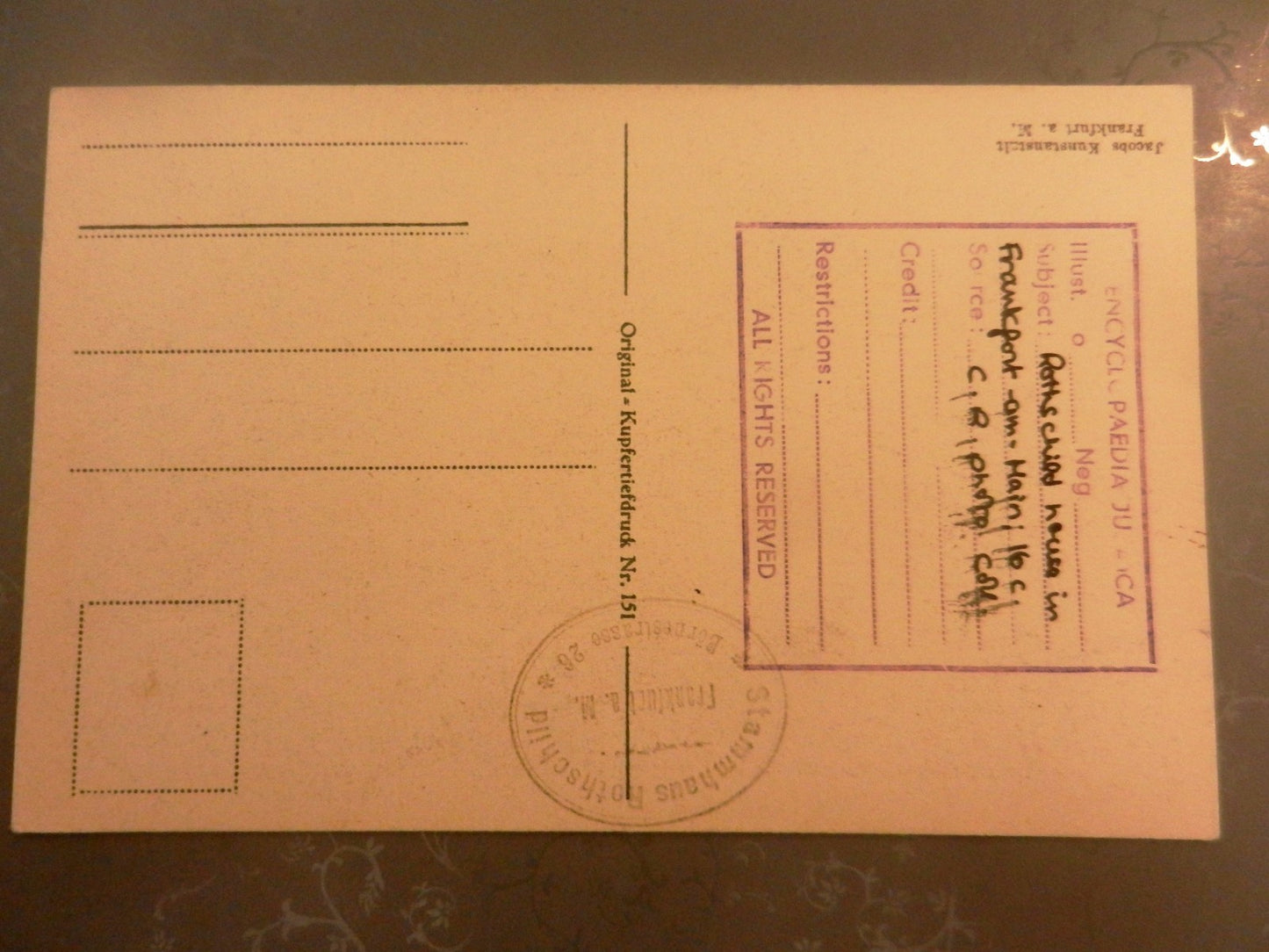 Germany Photo Jewish Card judaica antique postcard Rothschild house in frankfurt