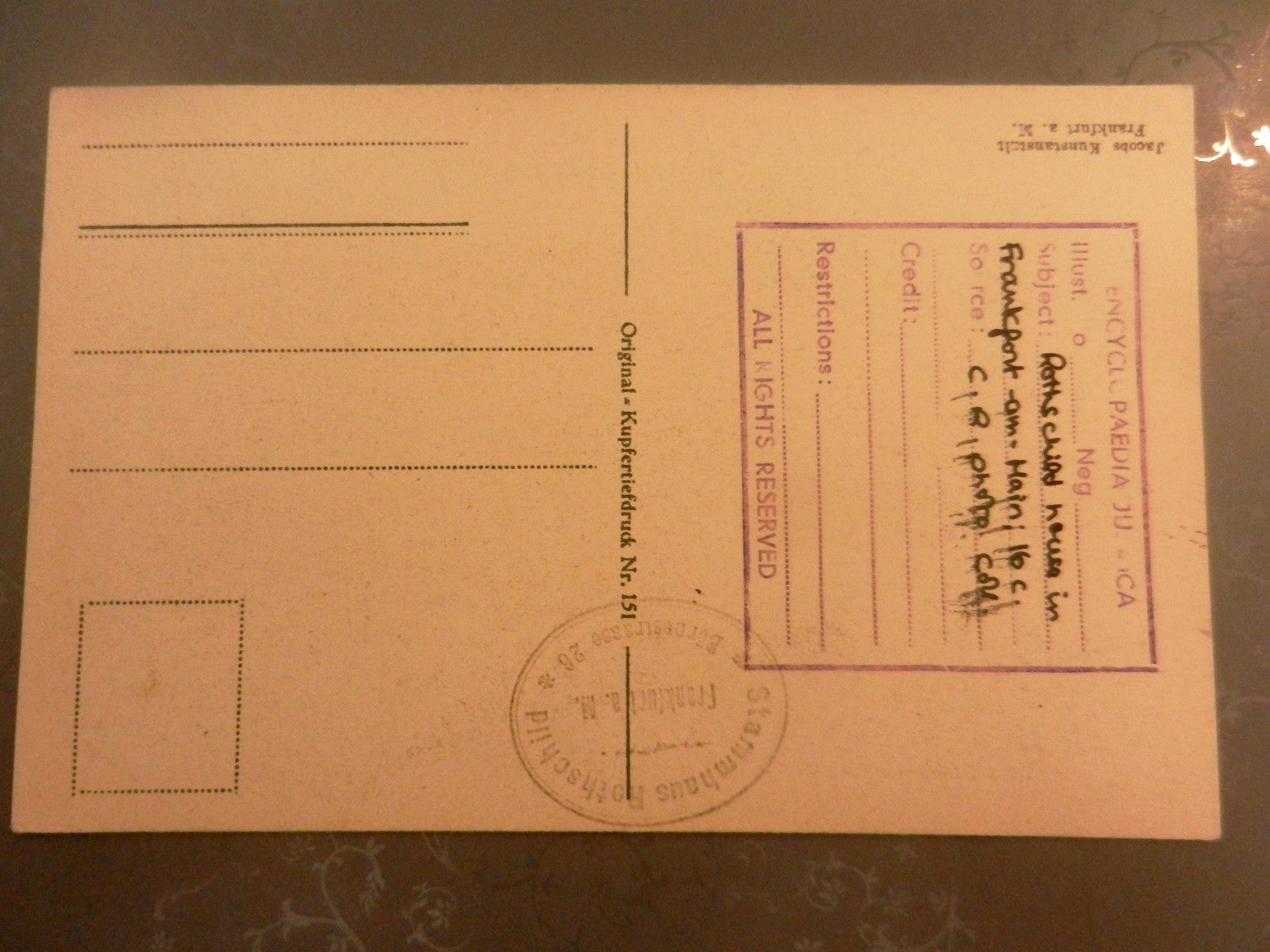 Germany Photo Jewish Card judaica antique postcard Rothschild house in frankfurt