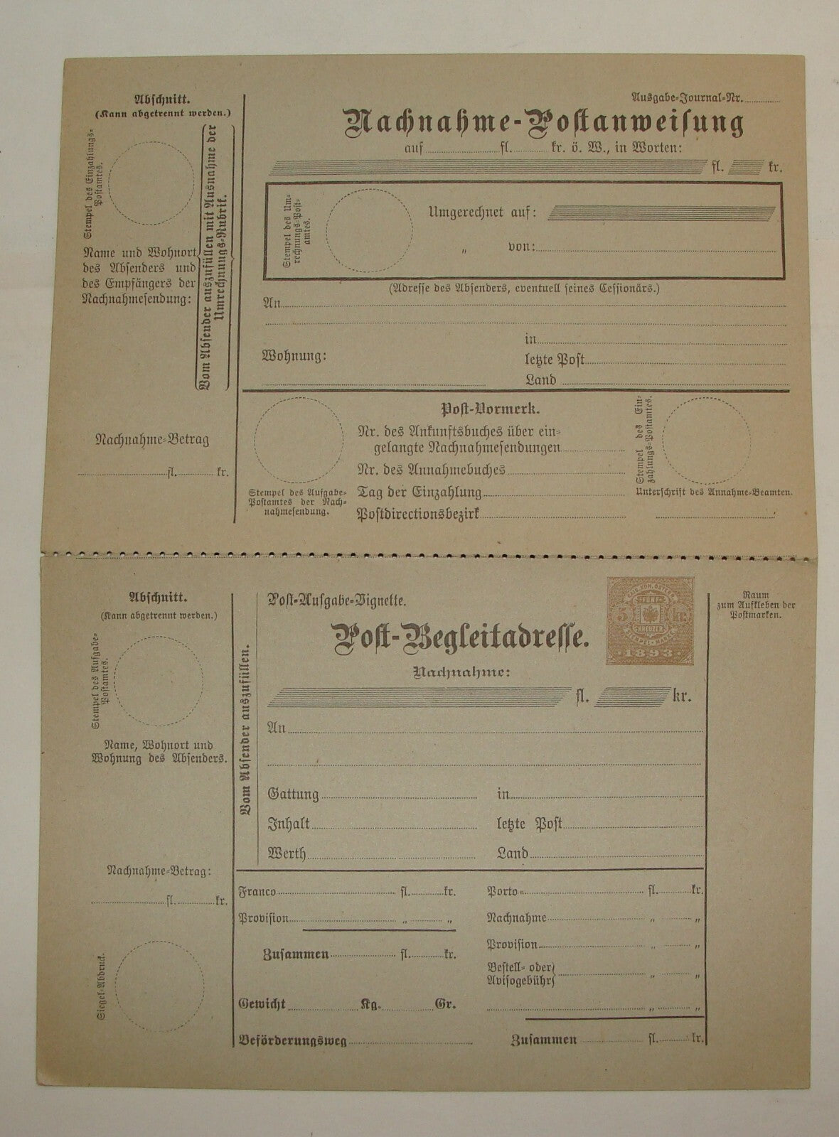 Germany 1893 German Stamp nachnahme postanweisung Cash Money Postal Service