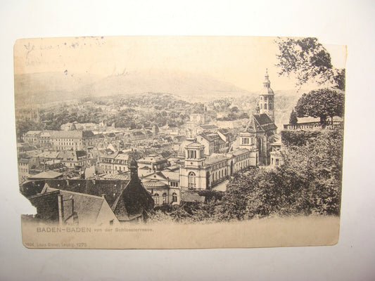 Germany Antique 1906 Baden Baden German   Postcard To Costa Rica San Jose Stamp