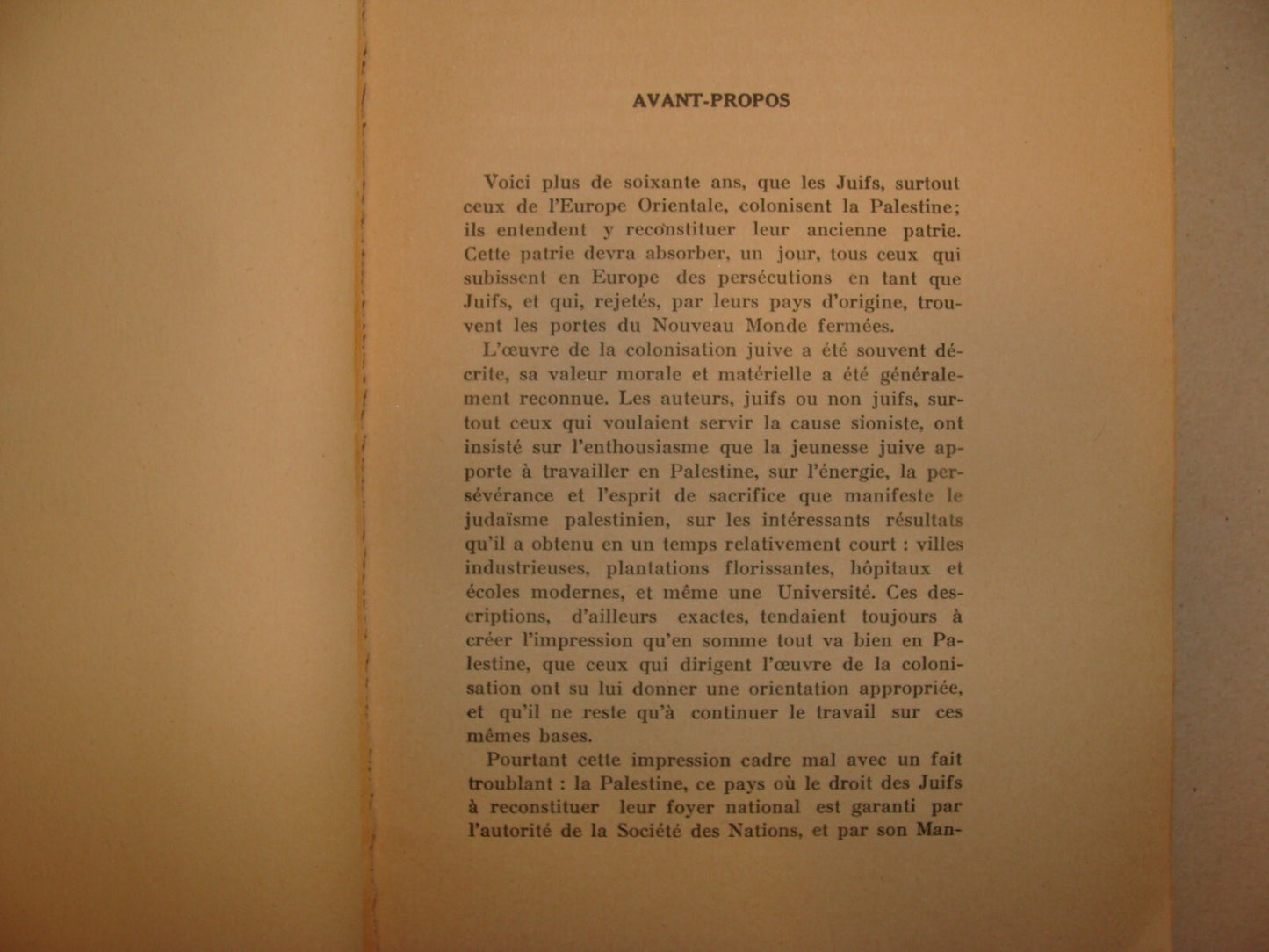 Book Jewish 1937 French France Palestine Israel Colonisation Zionism British Era