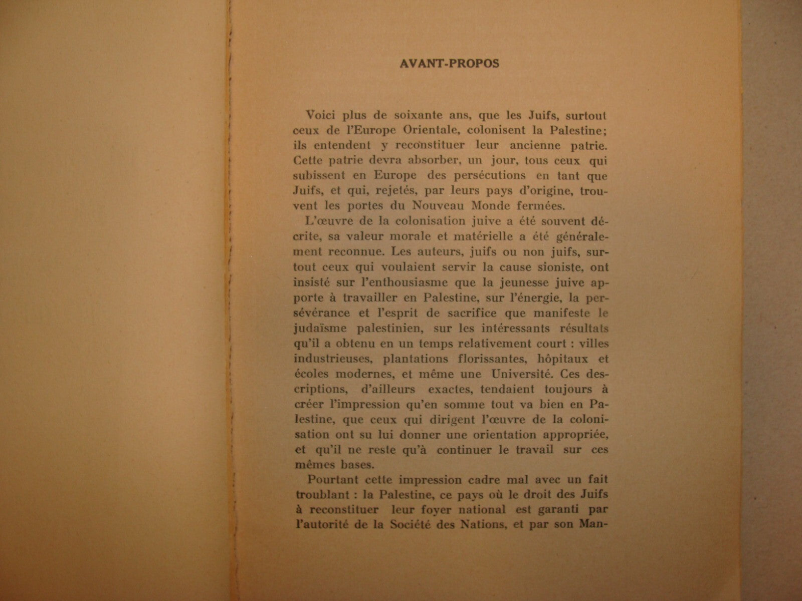 Book Jewish 1937 French France Palestine Israel Colonisation Zionism British Era