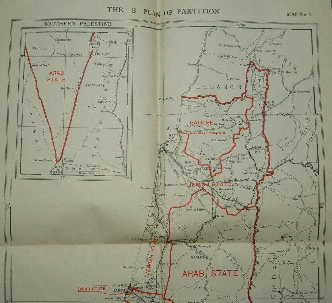 Map Palestine Jewish Arab State Judaica Eretz Israel C Plan Partition 1938