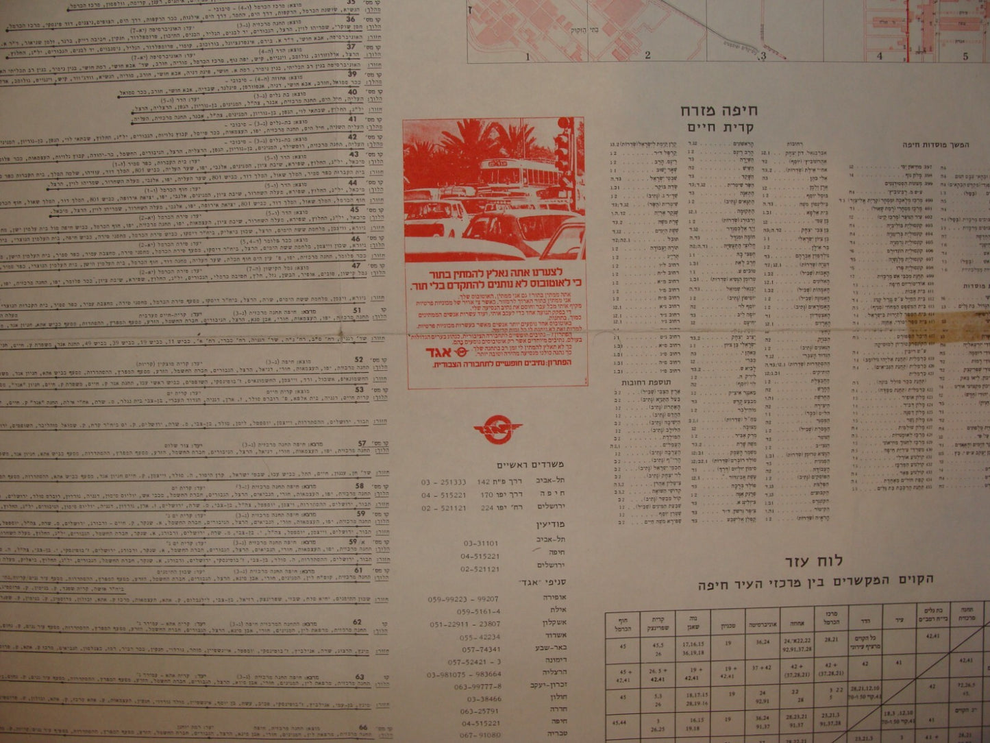Jewish Judaica ISRAEL HAIFA Map EGGED Bus Company Transport Hebrew 1978