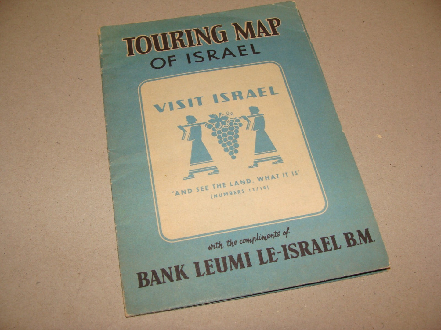 Map Jewish Judaica 1962 Pre Six Day War ISRAEL Israeli Touring Bank Leumi