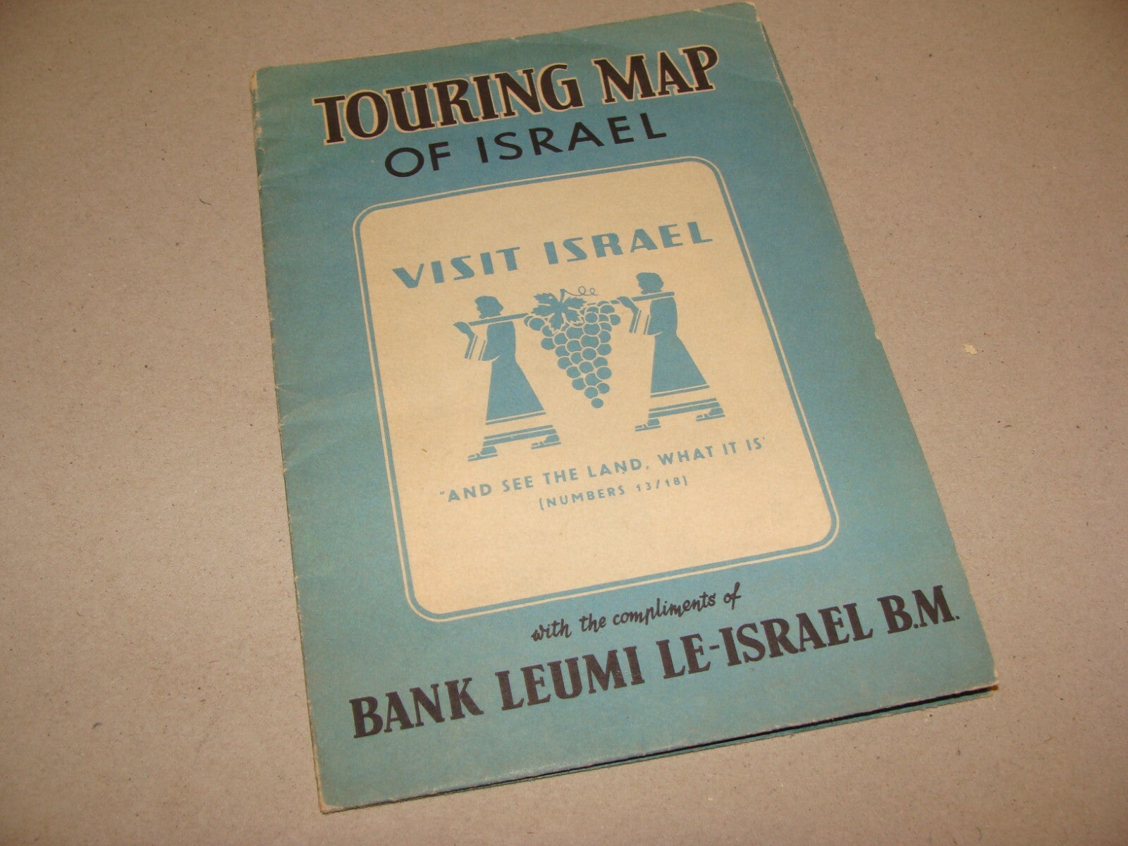 Map Jewish Judaica 1962 Pre Six Day War ISRAEL Israeli Touring Bank Leumi