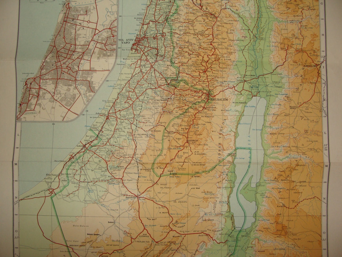 Map Jewish Judaica ISRAEL Motor 1957 1:500,000