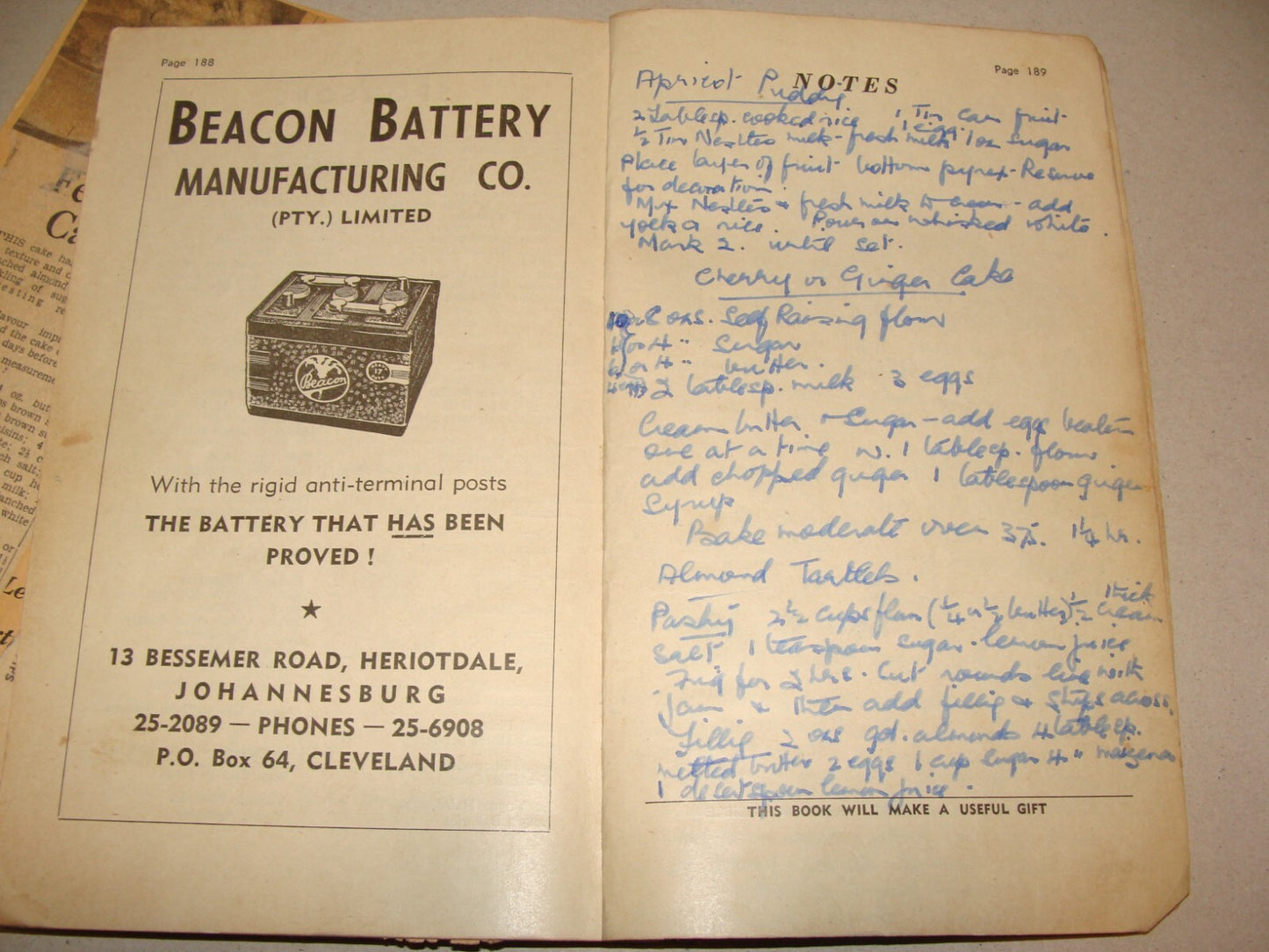 Book Jewish Judaica 1950s Recipe Johannesburg South Africa Women Zionist League