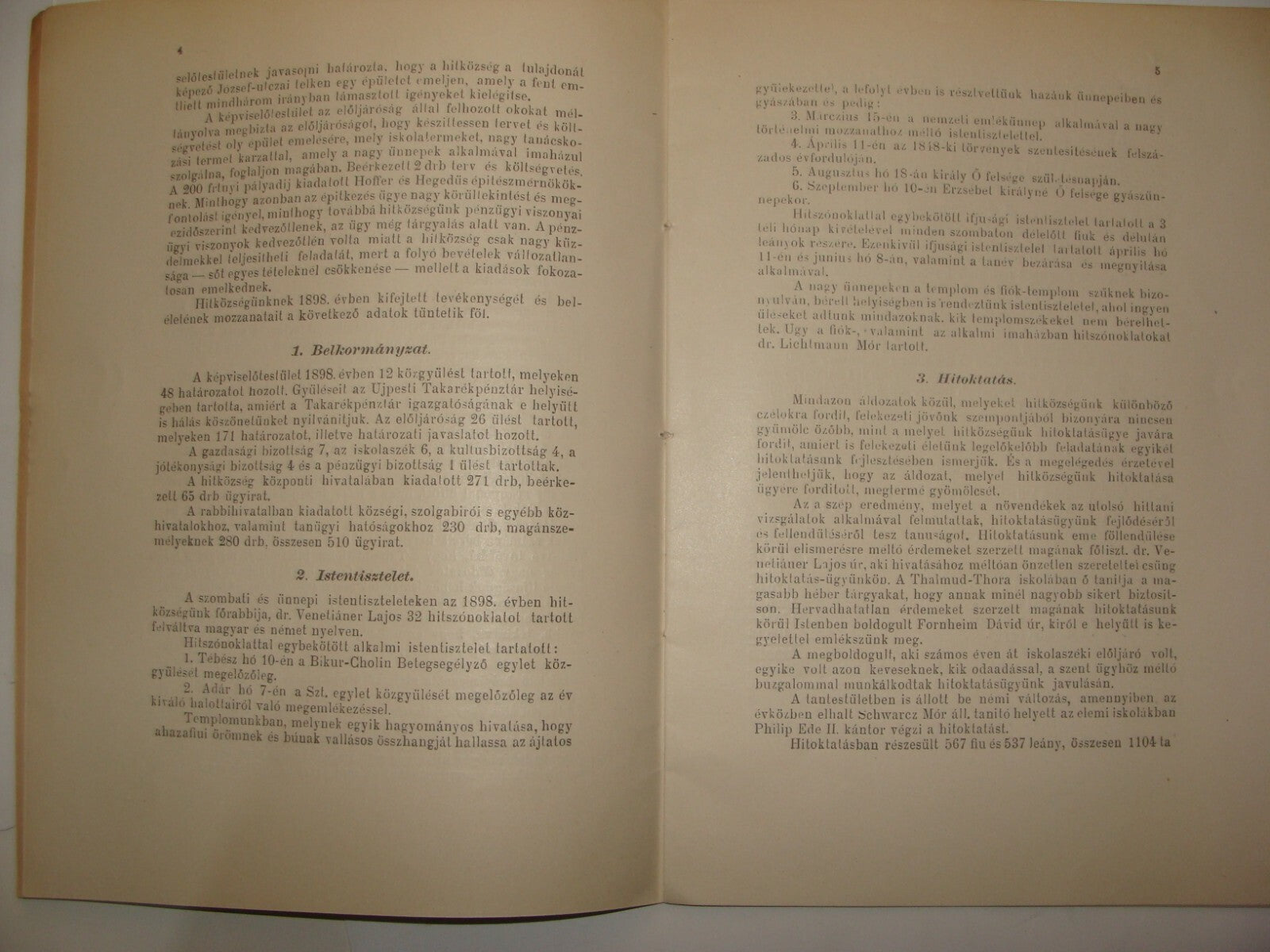 Jewish Judaica Antique 1899 Hungary Szeged Budapest Jews Religious Community
