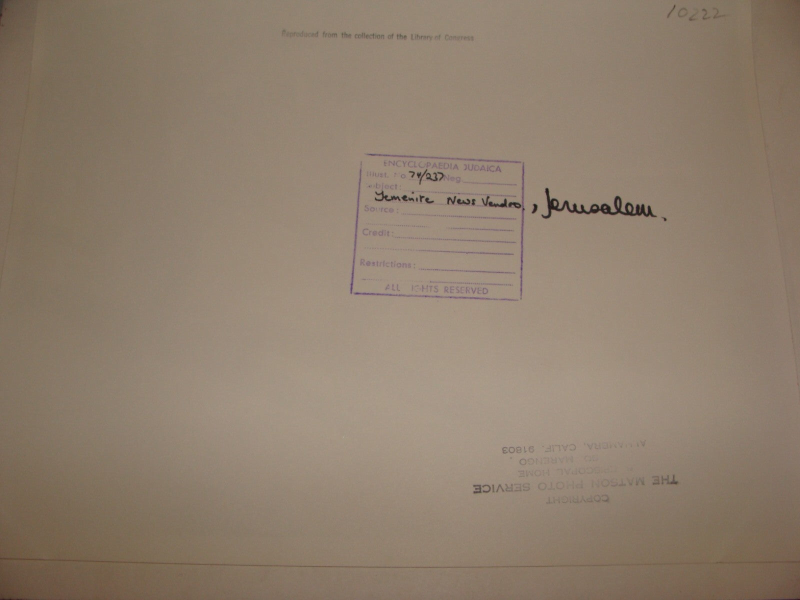 Photo Print Palestine MATSON 1930s Israel Jerusalem Jewish Yemenite News Vendor