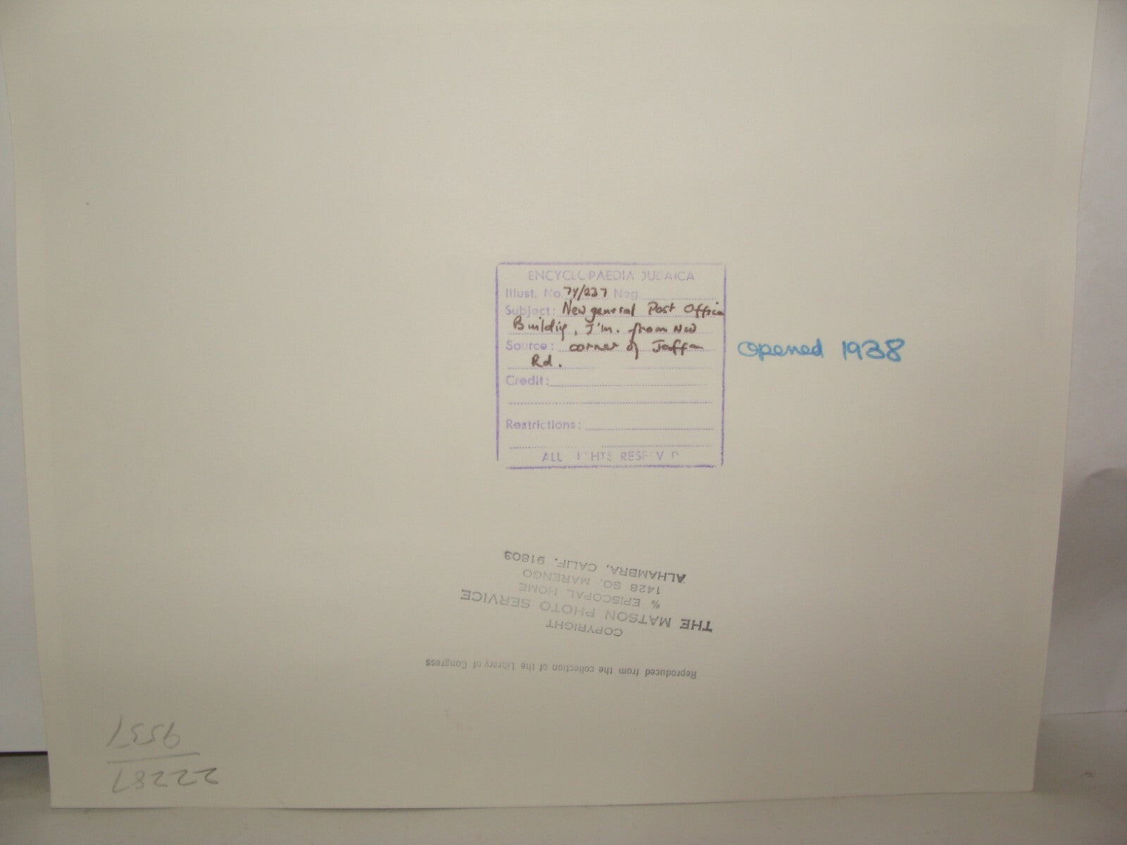 Photo Print Palestine Ad , 1938 British Israel Jerusalem New Post Office Jaffa