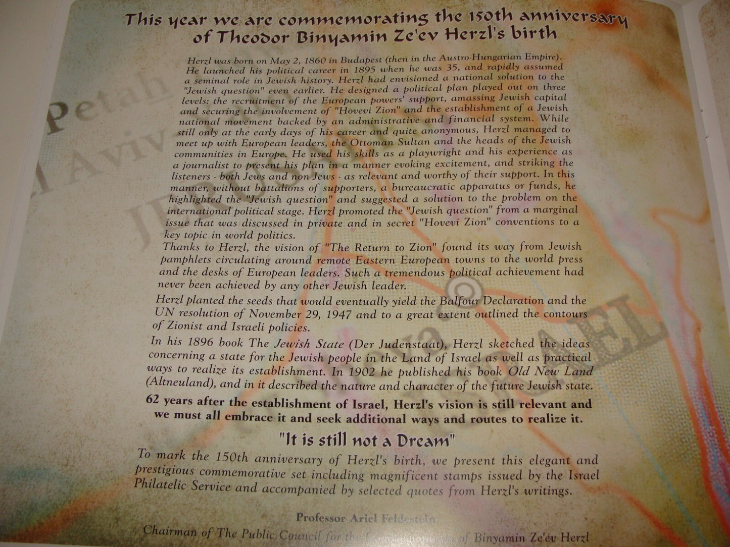 Booklet Jewish Stamp Judaica 2010 HERZL Album Israel Israeli Hebrew Zionist