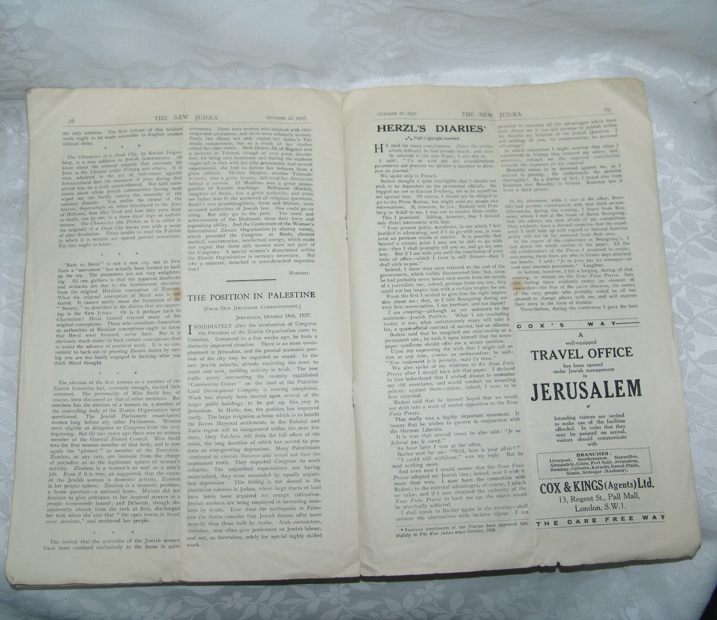Newspaper Jewish Judaica The New Judæa Zionist Organization Journal 1927 Bialik