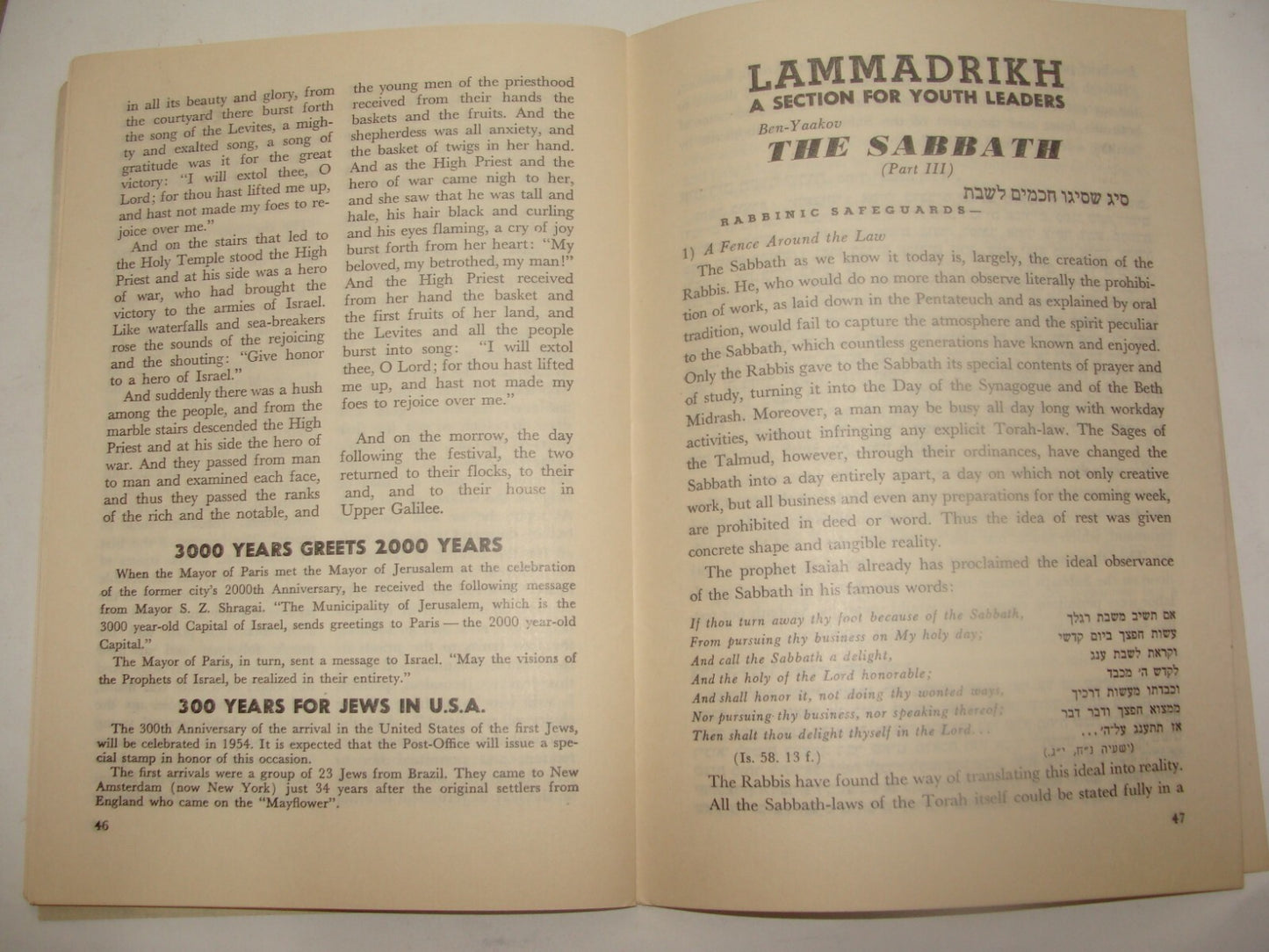 Booklet Jewish Judaica 1951 Israel Israeli Zionist Youth Diaspora Jews Immigrant