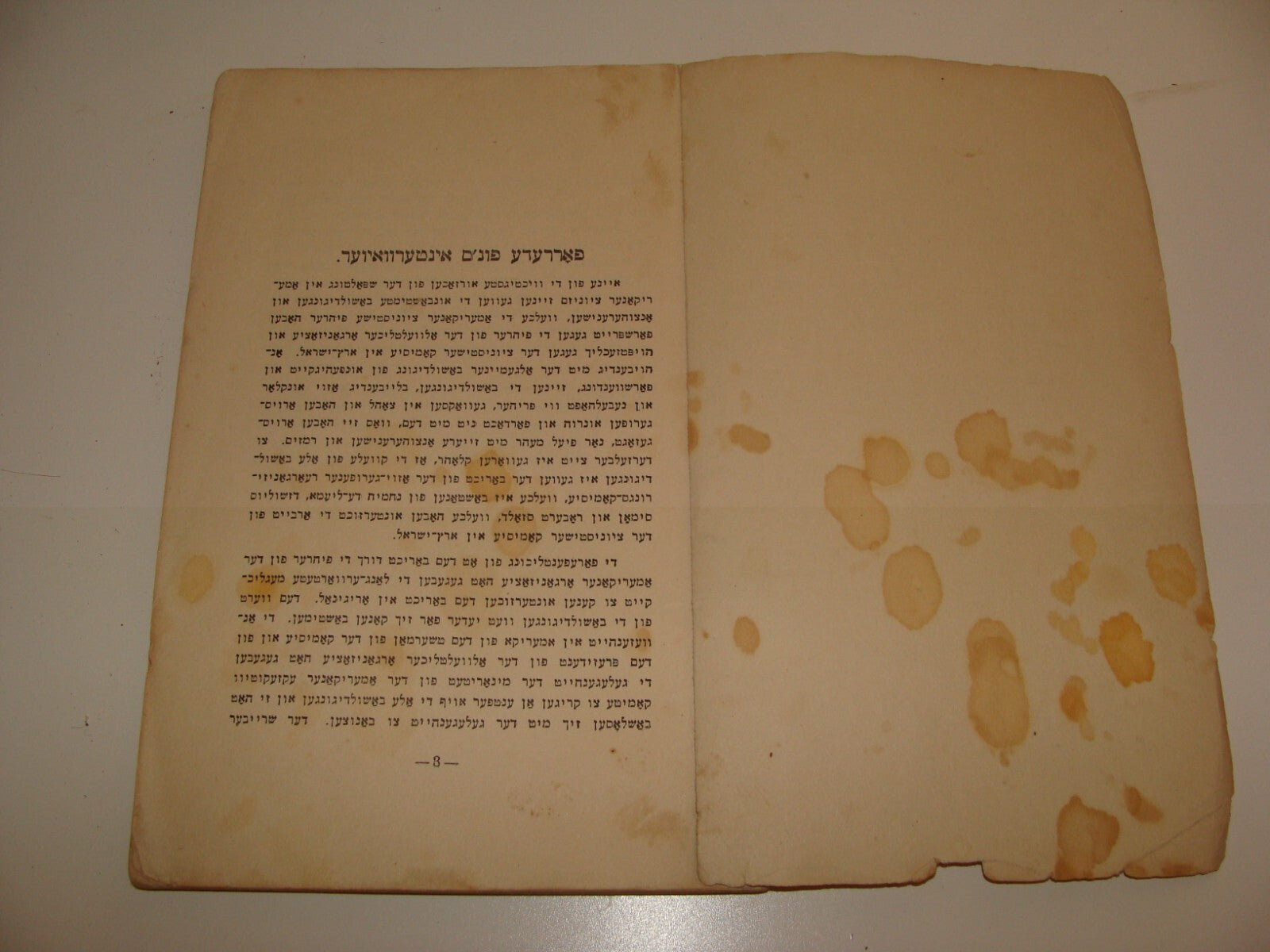 Book Jewish Judaica 1921 Zionist Yiddish Chaim Weizmann Ussishkin Arab Riots