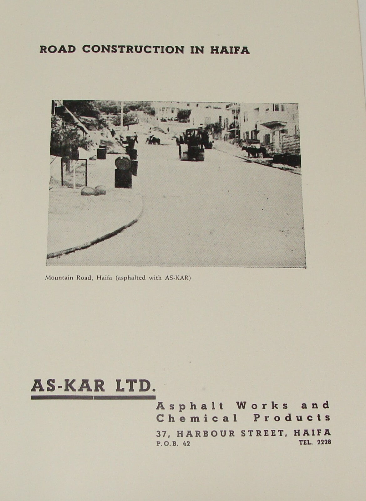 Ad Palestine Israel Israeli AS-KAR Road Construction Company Brochure Haifa