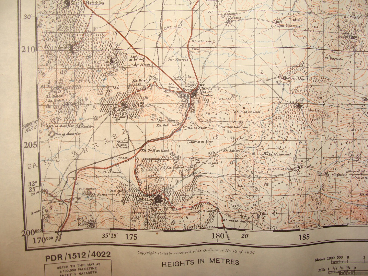 Map Palestine 1944 Israel Nazareth Beit Shean Arab Beisan Jenin Afula Samakh