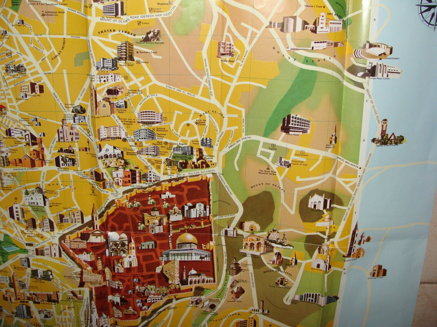 Map Jewish Judaica Israel JERUSALEM Pictorial Amir Publishing 1982 Guide