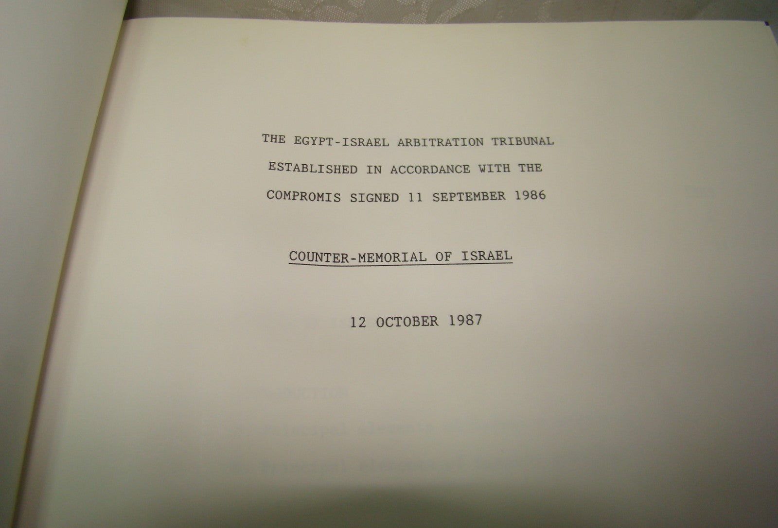 Egypt Israel 1986 Compromise 1986 Arbitration Tribunal Peace Book Palestine Map