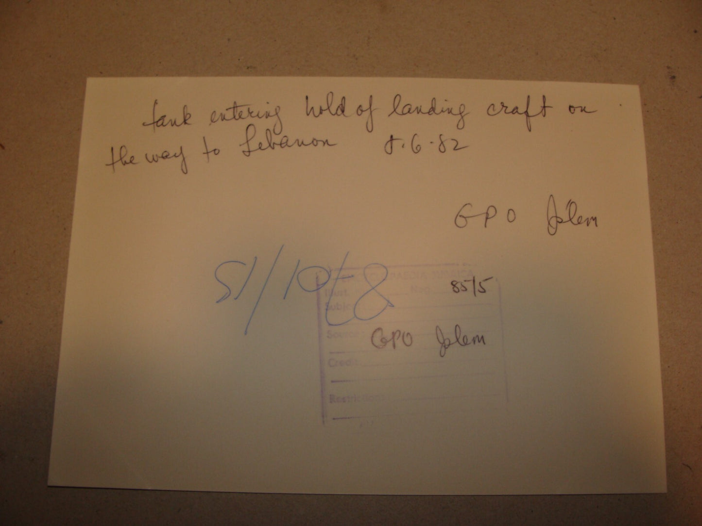 Israel Army Jewish Judaica 1982 Israeli Military Way To Lebanon War Photo Tank