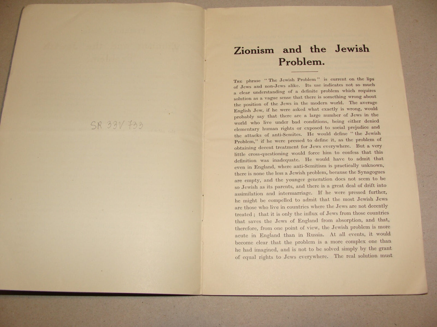Pamphlet Palestine London 1915 Leon Simon ZIONISM AND THE JEWISH PROBLEM Israel