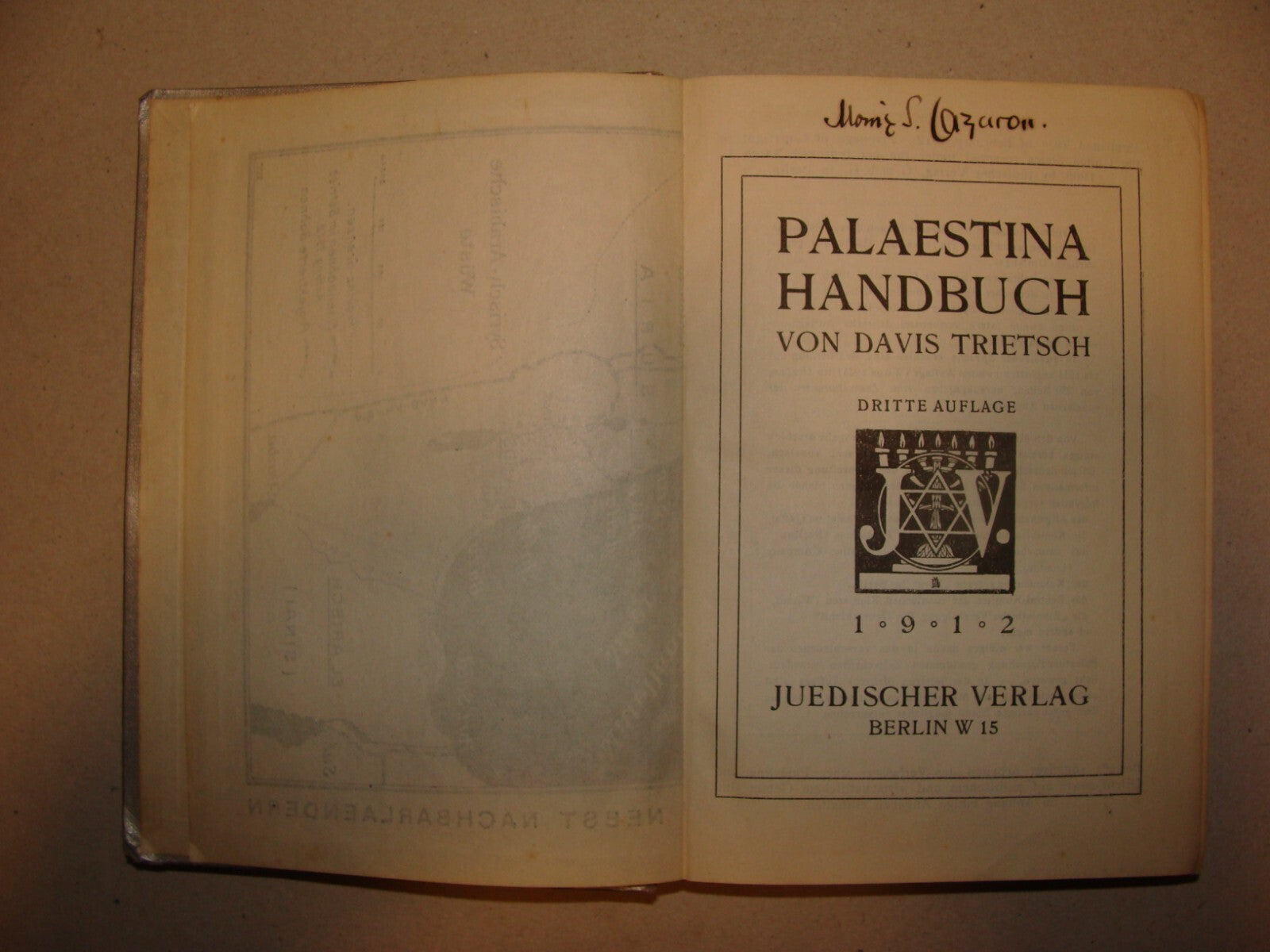Jewish Judaica 1912 Palestine Israel Guide Trietsch German Germany Book Map