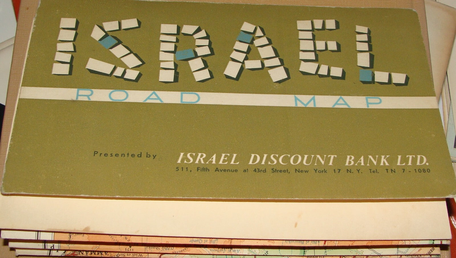 Ad Israel 1960s Road Map Discount Bank PRE SIX DAY WAR