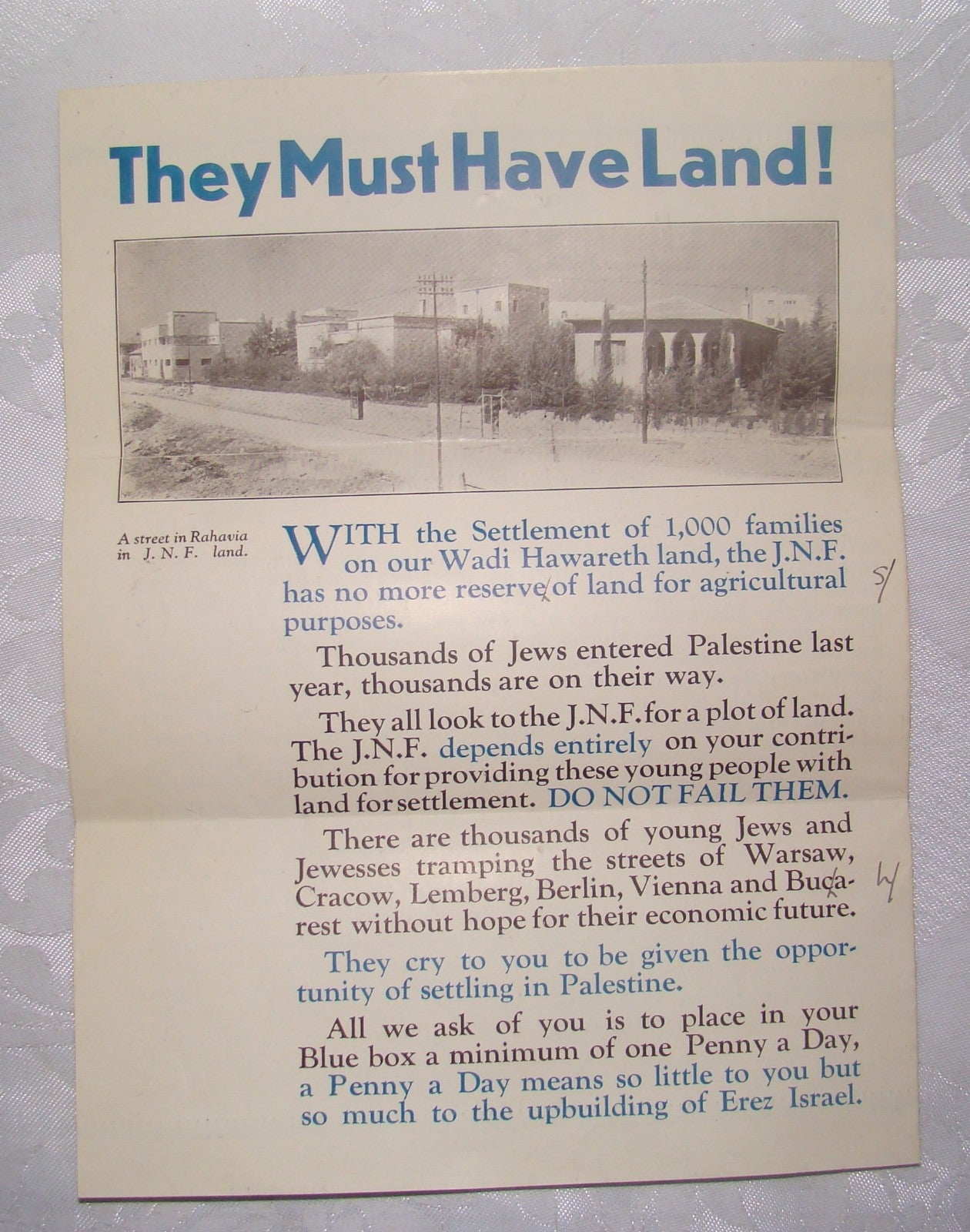 letter Palestine RARE judaica JNF KKL ad Jewish state fund zionist israel London
