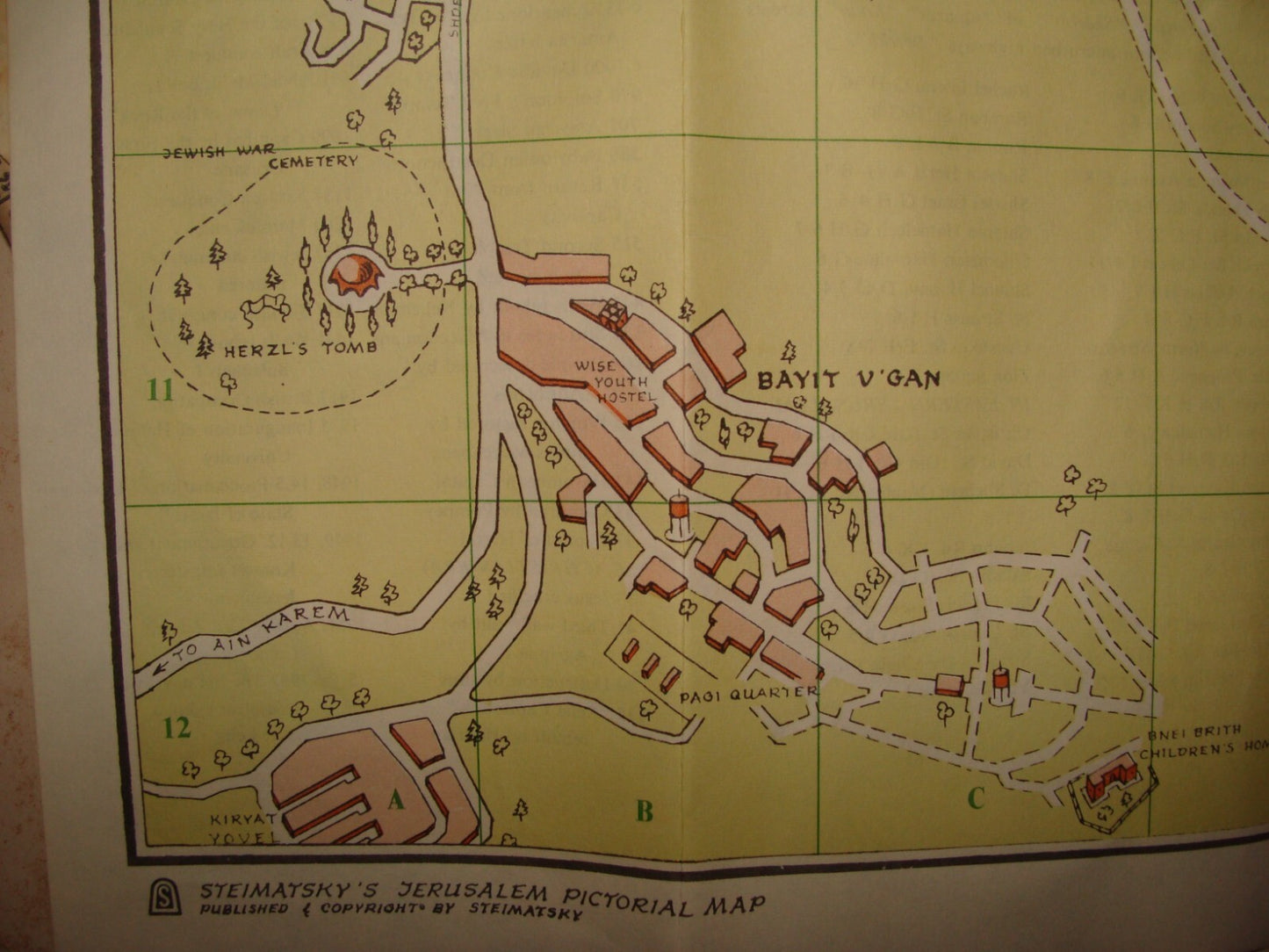 Map Israel RARE 196? POST SIX DAY WAR JERUSALEM OLD AND NEW Steimatzky Guide