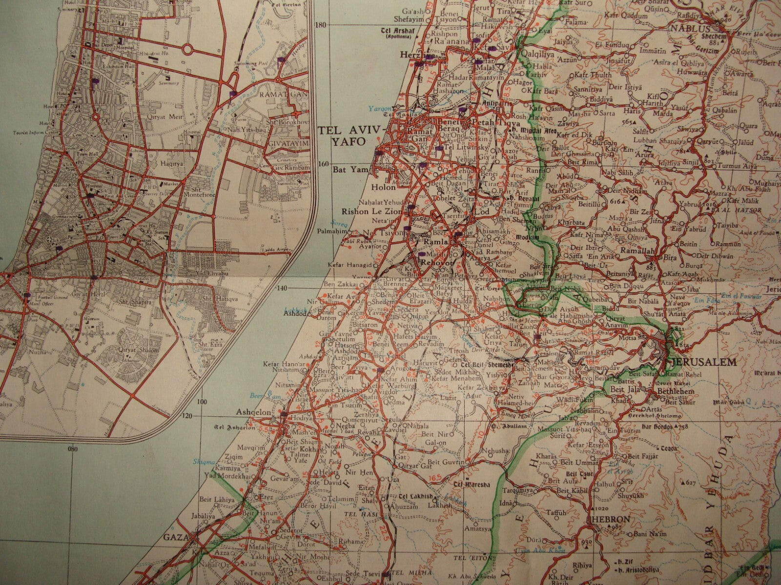 Map Israel 1960 Pre Six Day War SONOL Gas Oil Petroleum Company
