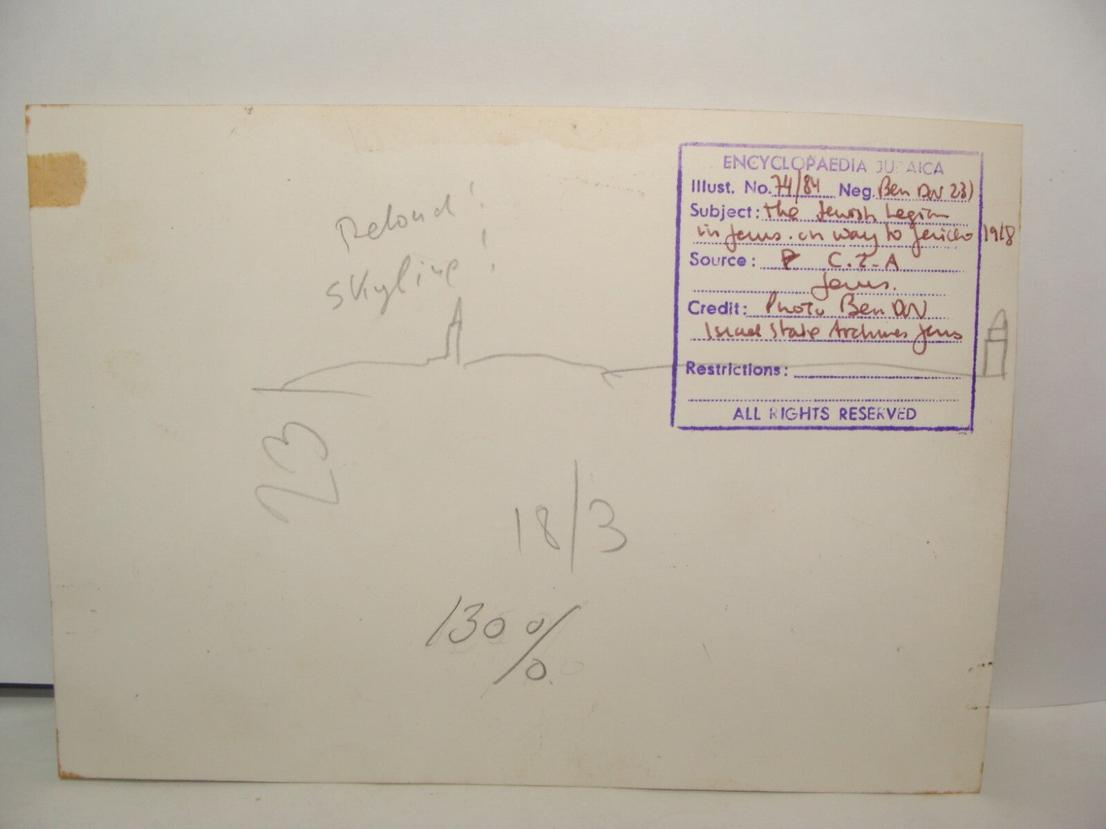 Photo Print Jabotinsky Trumpeldor WW1 Jewish Legion 1918 British Army