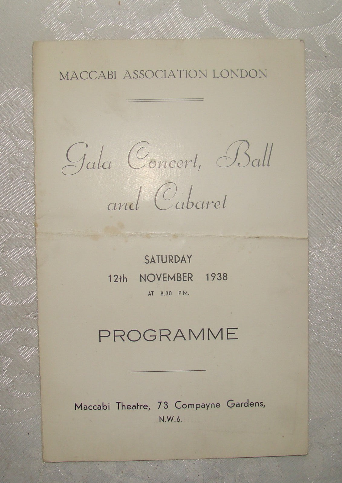 Jewish Judaica WW2 1938 Maccabi Association London UK Concert Program Zionist