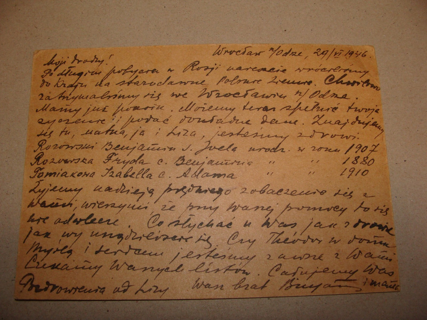 Card Palestine Jewish Judaica 1937 Letter Poland Wroclaw Postcard Stamp Israel