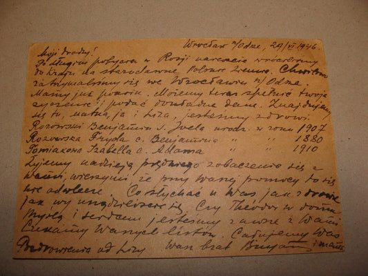 Card Palestine Jewish Judaica 1937 Letter Poland Wroclaw Postcard Stamp Israel