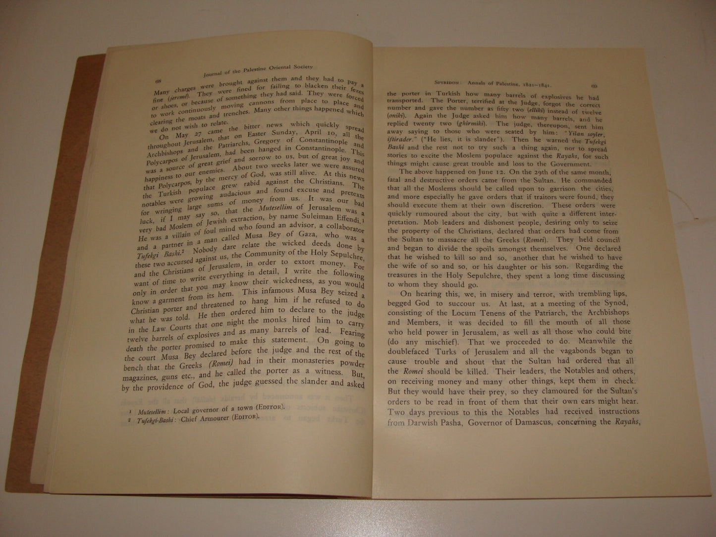 Booklet Palestine JOURNAL 1938 OF ORIENTAL SOCIETY Reprint Annals S. N. Spyridon