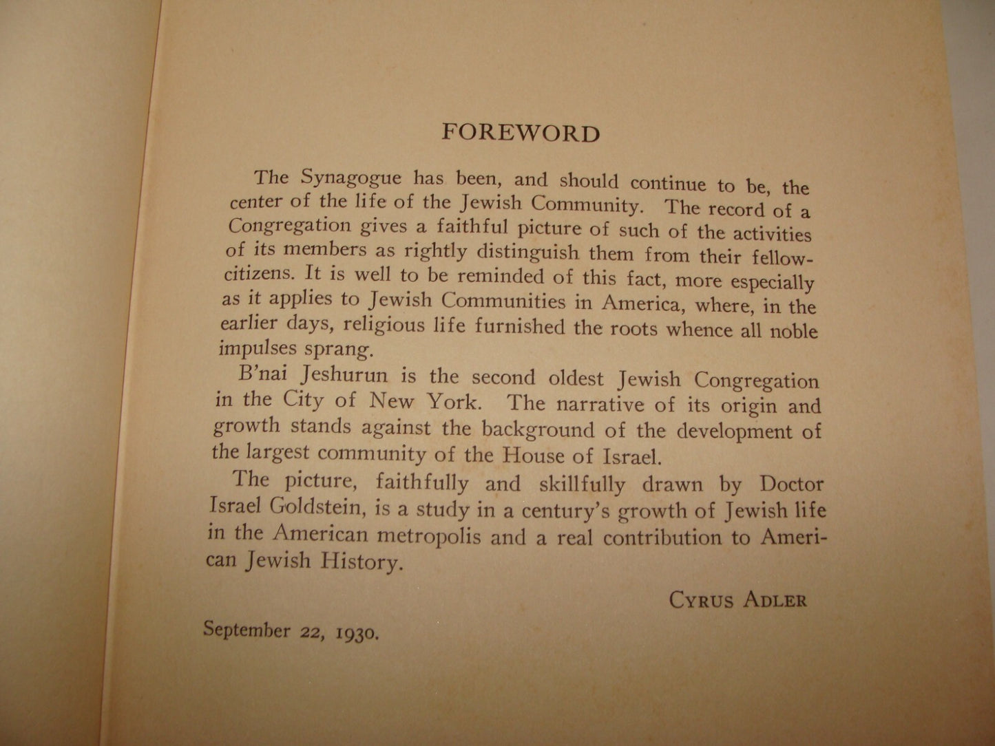 1930 Jewish A CENTURY OF JUDAISM IN NEW YORK Rabbi Israel Goldstein SIGNED 1ST