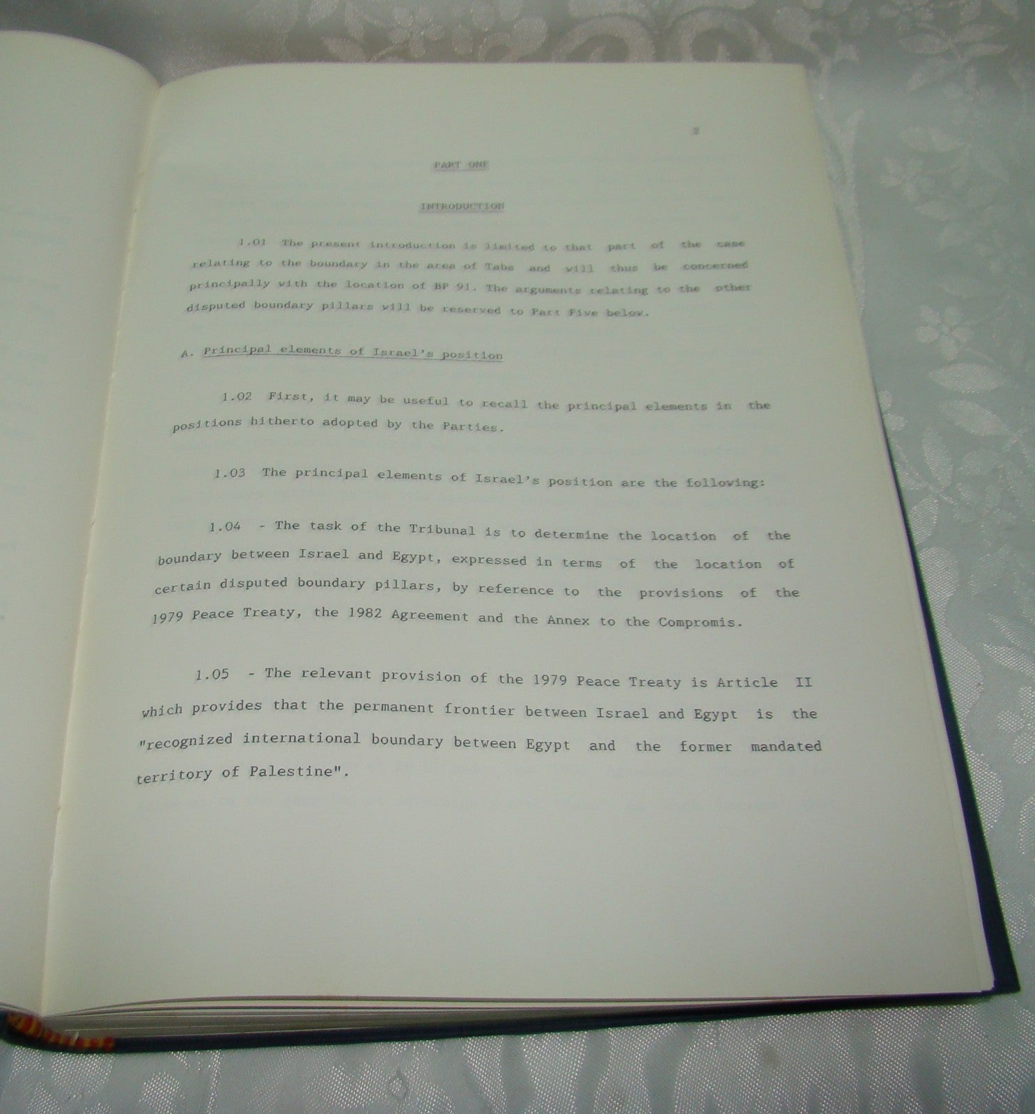 Egypt Israel 1986 Compromise 1986 Arbitration Tribunal Peace Book Palestine Map