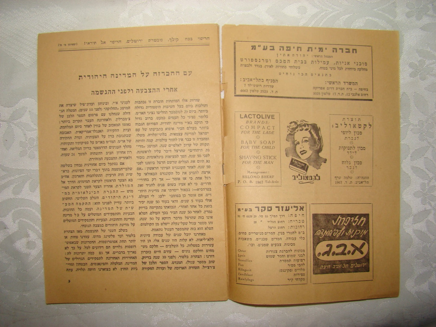 Journal Palestine Hebrew Israel 1947 Bnai Brith Jewish State Zionist בני ברית