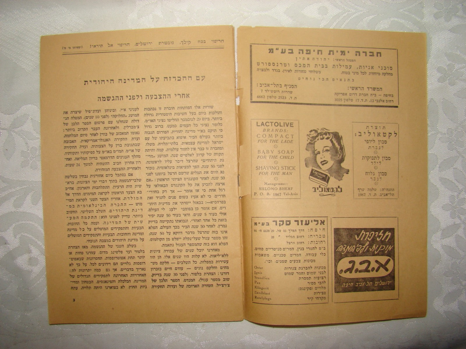 Journal Palestine Hebrew Israel 1947 Bnai Brith Jewish State Zionist בני ברית