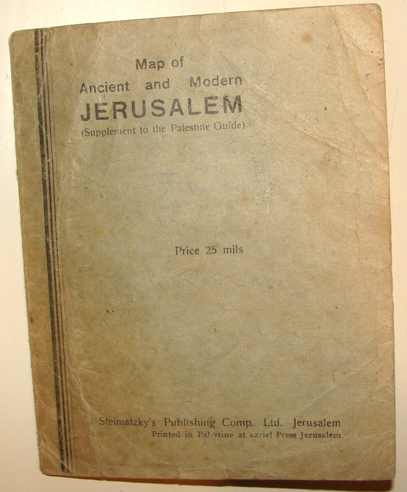 RARE Jewish Judaica 1940s Palestine Israel Jerusalem Map Steimatzky By Vilnai