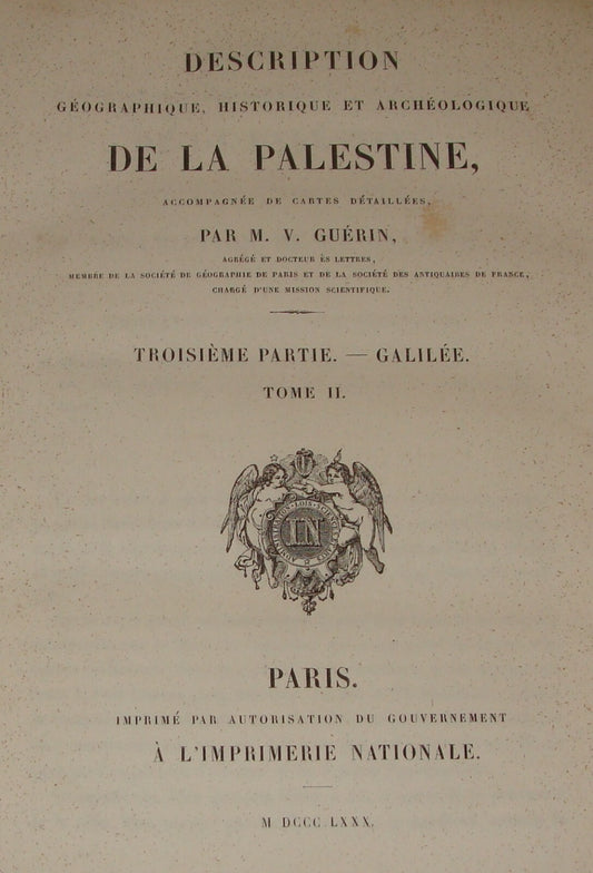 1880 Description De La Palestine Geography History Archaeology Galilee By Guerin
