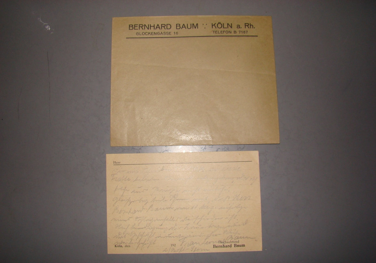 Germany letter Jewish judaica jews Bernard Baum store factory textile logo KOLN