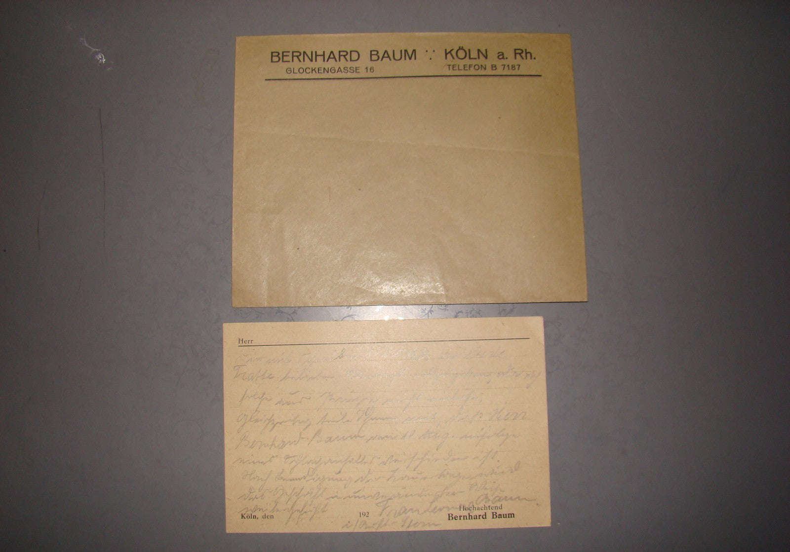 Germany letter Jewish judaica jews Bernard Baum store factory textile logo KOLN