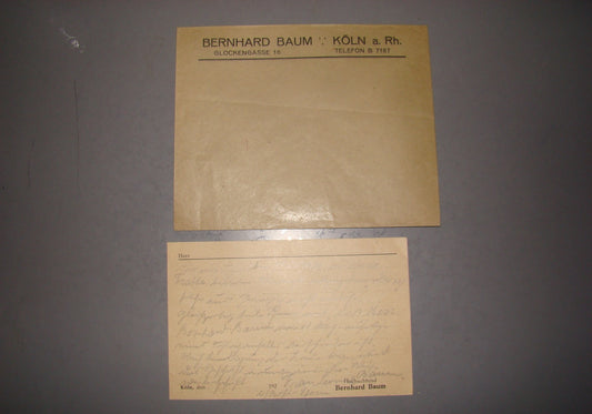 Germany letter Jewish judaica jews Bernard Baum store factory textile logo KOLN