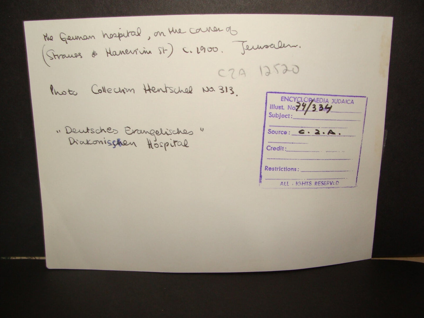 Photo Print Palestine HQ c.1900s Ottoman Jerusalem German Hospital Haneviim St