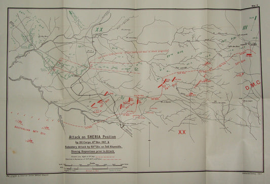 Palestine Israel Map Army Military WWI Turkish British Army Military SHERIA