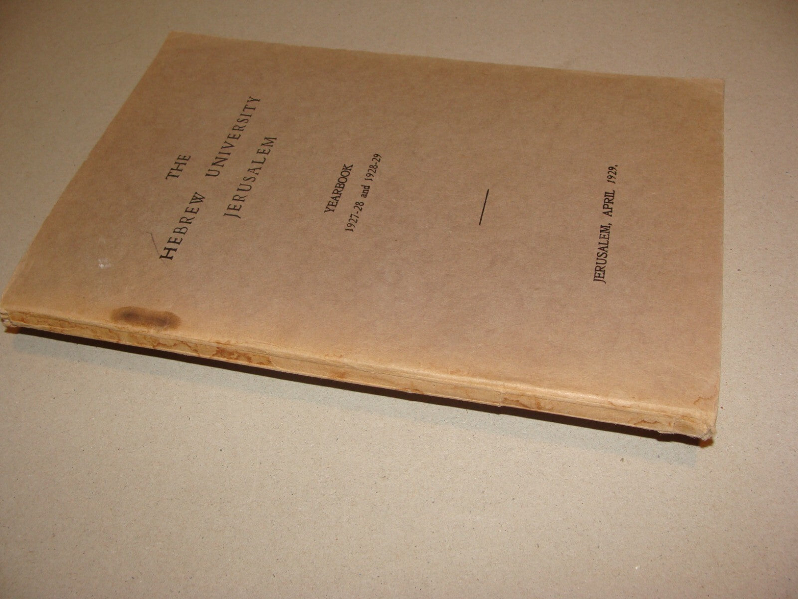 $ Book Jewish 1929 Palestine Israel Jerusalem Hebrew University Year English